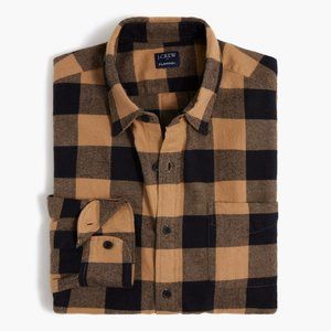 J.Crew Flannel Shirt Buffalo Plaid Tan/Black Men's Slim Medium NWOT